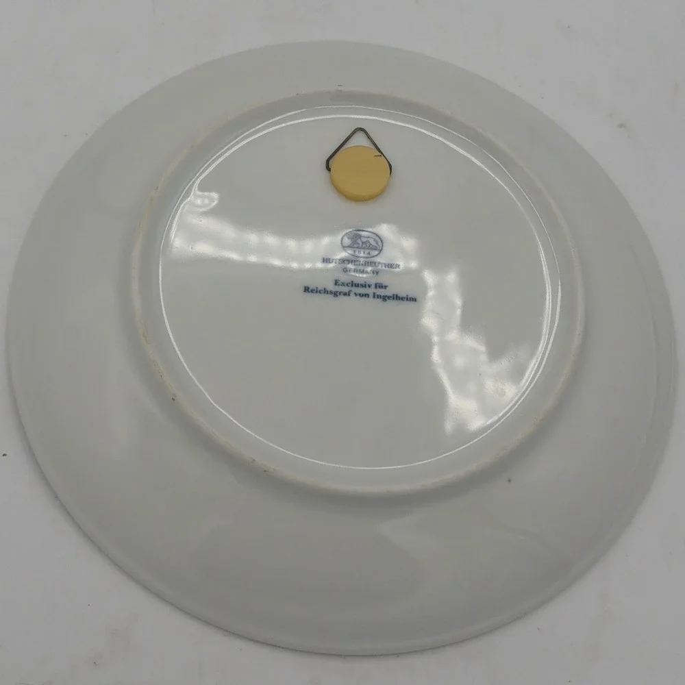 Vtg Hutschenreuther Germany Reichsgraf Von Ingelheim Blue White Collector Plate